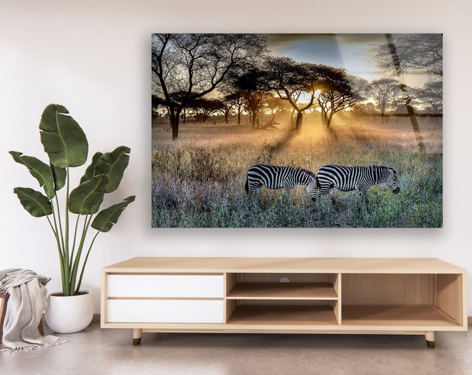 Tempered Glass Framed Wall Art-Animal -Wall Decor-Wall Hanging-Large Wall Art-Glass Printing-Glass Wall Art-Zebra Wall Art