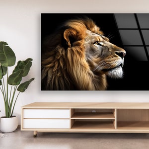 Tempered Glass Wall Art-Animal Wall Art -Lion Wall Decor-Glass Printing -Large Wall Art-Wall Hangings-Animal Window Decor