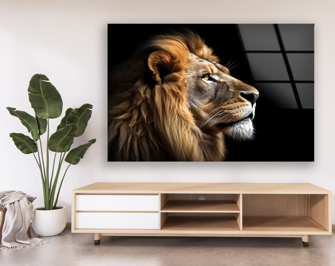 Tempered Glass Wall Art-Animal Wall Art -Lion Wall Decor-Glass Printing -Large Wall Art-Wall Hangings-Animal Window Decor