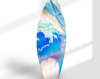 Blue Abstract Glass Wall Art-Oversize office Wall Decor-Fractal Wall Hanging-Extra Large Wall Art-Abstract Wall Art-- Surfboard-
