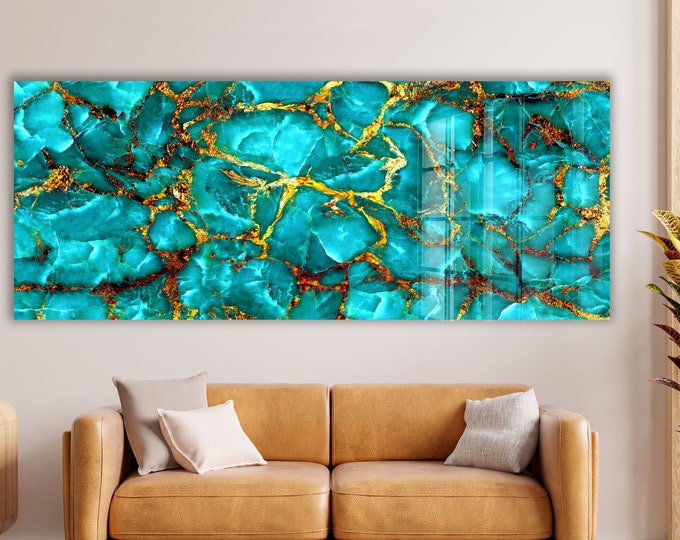 Blue Green Tempered Glass Wall Art- Wall Hangings- Abstract Wall Art