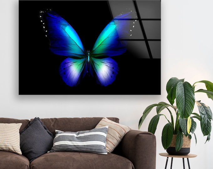 Glass Wall Art-Oversize office Wall Decor-Fractal Wall Hanging-Extra Large Wall Art-Butterfly Animal Wall Art-Mothers Day