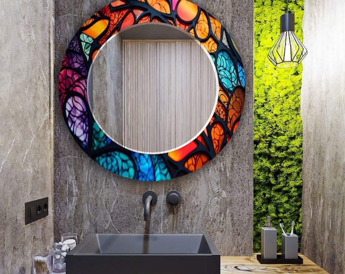 Circle Mirror for Wall-Bathroom Mirror-Large Round Mirror Wall Decor-Tempered Glass Mirror Decor Mirror Wall Hanging Mirror-Vanity Mirror