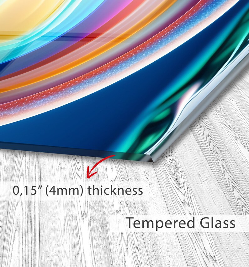 Abstract Circle Glass Wall Art – 4 mm Tempered Glass Panel in Various Sizes for Modern Home Décor image 4