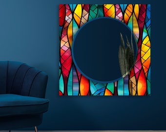 Circle Mirror for Wall-Bathroom Mirror-Large Round Mirror Wall Decor-Tempered Glass Mirror Decor Mirror Wall Hanging Mirror-Vanity Mirror