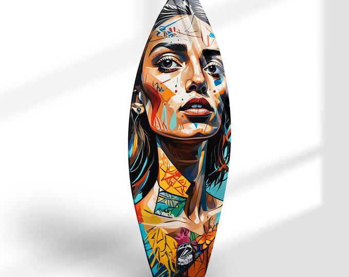 Tempered Glass Wall Art -Wall Decor- -Glass Printing -Large Wall Art -Wall Hangings - girl- Wall Art Surfboard-