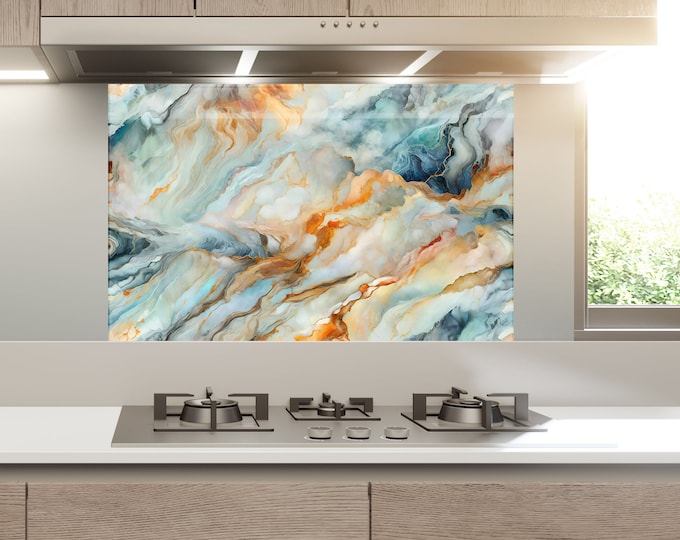 Kitchen Glass Splashback-Tempered Glass Backsplash Tile Kitchen Backsplash Tiles-Cooker Panel Waterproof-Modern Kitchen Wall Decor