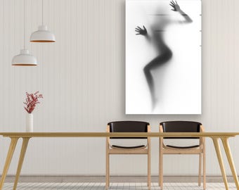 Silhouette Woman Art on Tempered Glass – Minimalist Frosted Wall Panel
