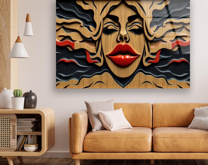 Tempered Glass Art- Faces Art-Black awhite wall art-Minimalist wall art- Cool wall art-Black Woman wall art