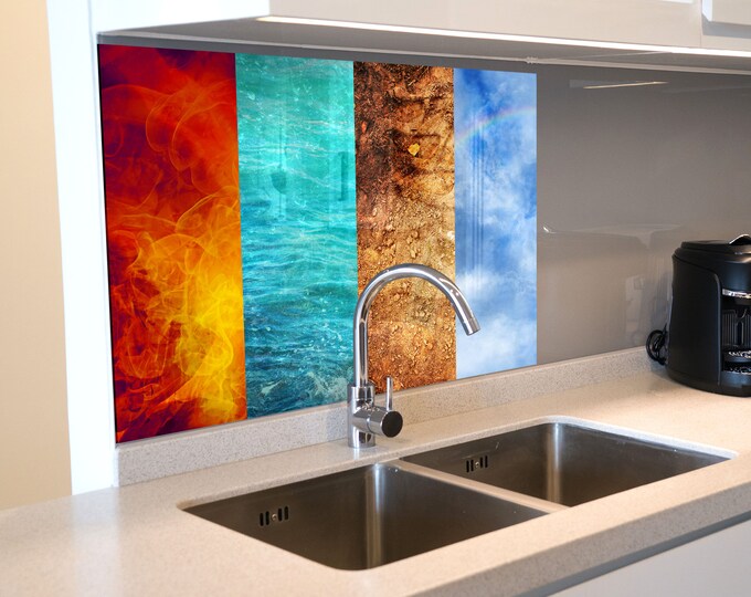 Backsplash Tile- Color Tempered Glass Wall Protection-Kitchen Backsplash-Splashback Kitchen Decoration-Bathroom Backsplash Stained Wall Art