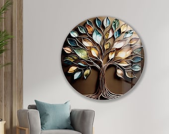 Tempered Glass Wall Art-Stained Wall Art -Life of Tree Wall Decor-Glass Printing -Large Wall Art-Wall Hangings-Stained Window Decor