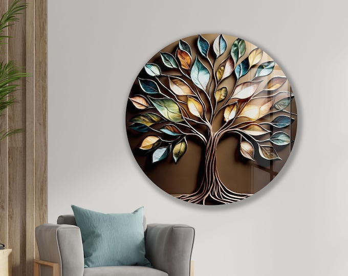 Tempered Glass Wall Art-Stained Wall Art -Life of Tree Wall Decor-Glass Printing -Large Wall Art-Wall Hangings-Stained Window Decor