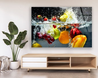 Tempered Glass Fruit Wall Art: Oversized Kitchen Decor