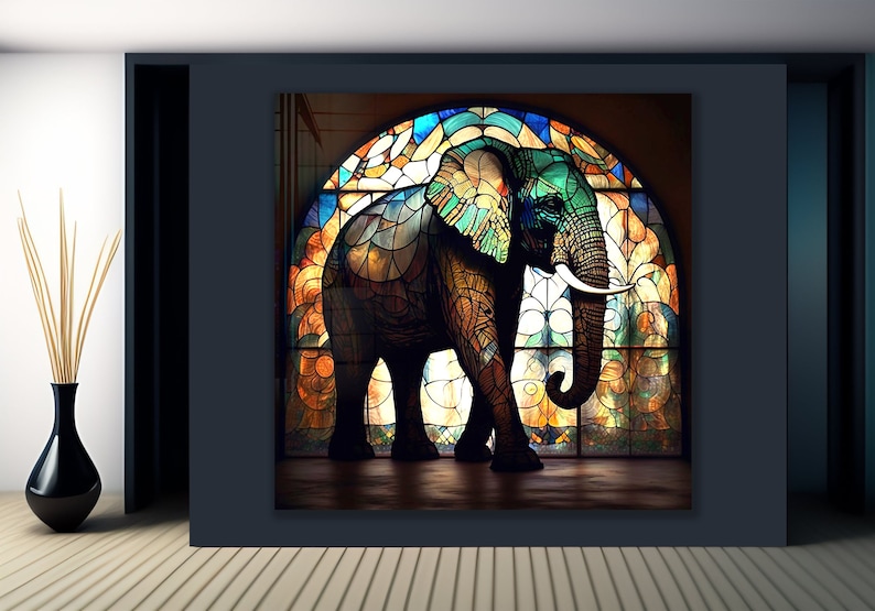 Tempered Glass Wall Artelephant Wall Decorwall Hanginglarge Wall Art