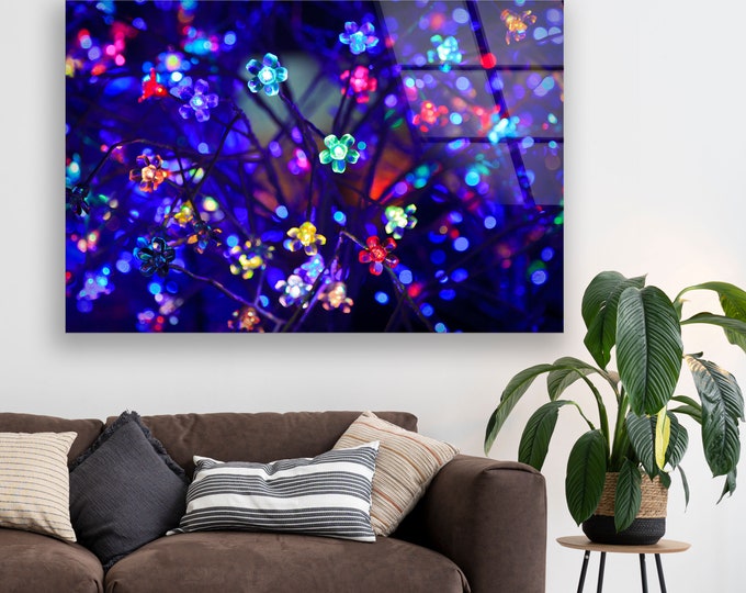 Tempered Glass Wall Art-Framed Wall Art-Extra Large Wall Art for Living Room Decor-Glass Printing Floral Wall Decor-Abstract Flower Wall Art