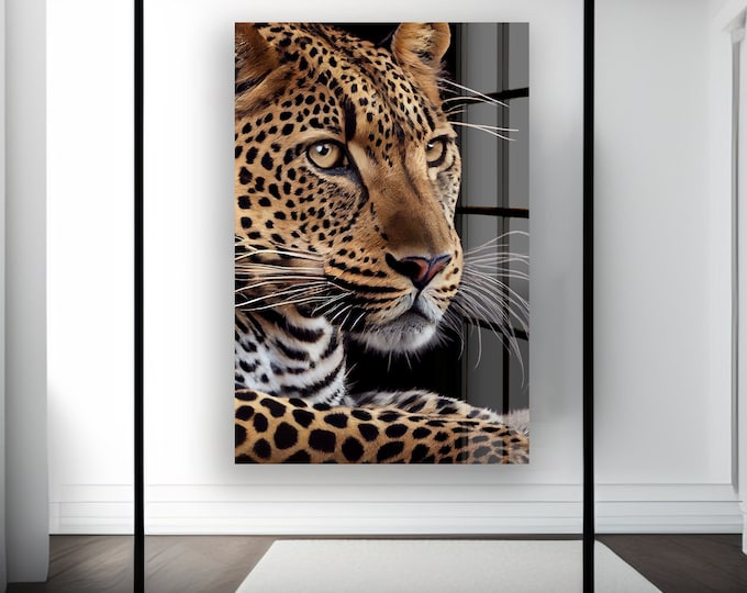 Tempered Glass Wall Art-Wall Art-Wall Decor--Glass Printing-Large Wall Art-Wall Hangings-Wild Animal Safari Leopard Lion Wall Art
