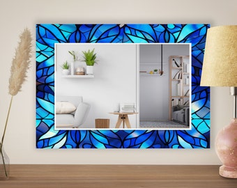 Aesthetic Mirror for Bathroom, Entryway Hallway Mirror, Luxury Home Decor, Living Room Mirror, Decorative Mirror on Tempered Glass