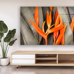 Tempered Glass Wall Art-Framed Wall Art-Large Wall Art for Living Room Decor-Glass Printing Wall Decor-Abstract Wall Art-Floral Wall Art