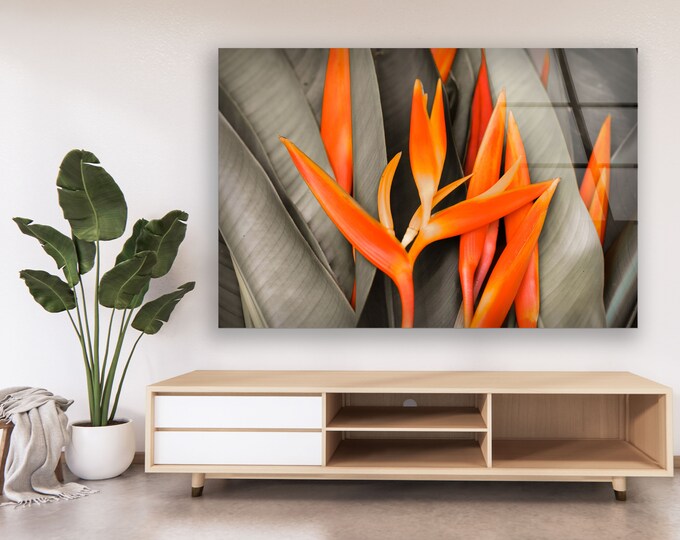 Tempered Glass Wall Art-Framed Wall Art-Large Wall Art for Living Room Decor-Glass Printing Wall Decor-Abstract Wall Art-Floral Wall Art
