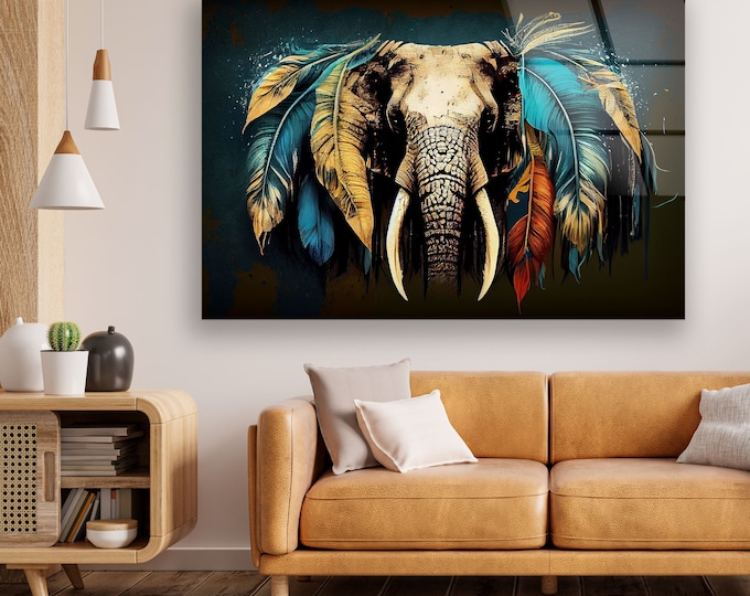 Glass Printing Wall Art-Large Wall Decor Living Room-UV Painted Glass Wall Art-Tempered Glass Wall Art-Elephant Wall Art-Animal Wall Art