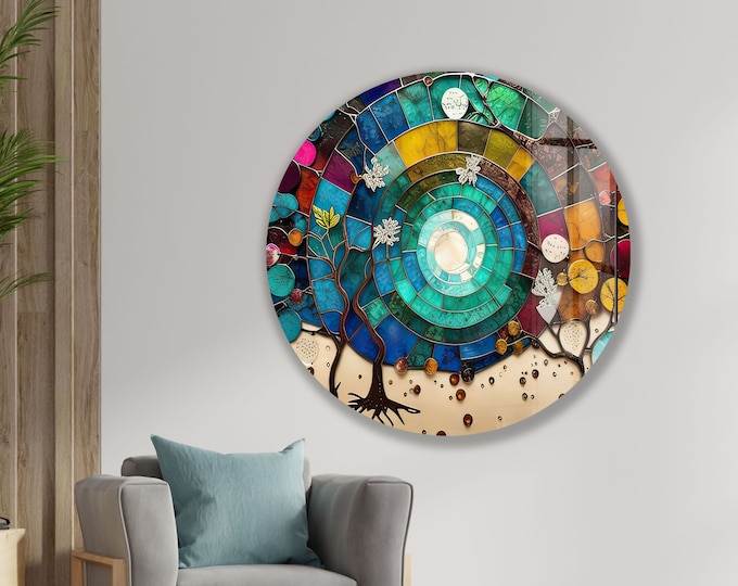 Tempered Glass Wall Art-Round Wall Art-Glass Wall Decor-Glass Printing Art-Circle Wall Decor-Tempered Glass Art Suncatcher Decor