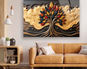 Tempered Glass Wall Art-Stained Wall Art -Life of Tree Wall Decor-Glass Printing -Large Wall Art-Wall Hangings-Stained Window Decor