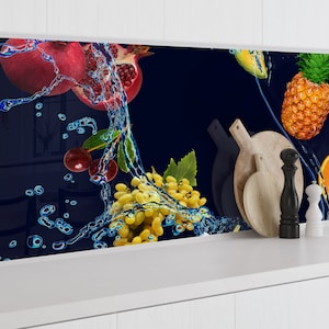 Fruits Backsplash Tile-Solid Tempered Glass Wall Protection-Kitchen Backsplash-Fruits Splashback Kitchen Decoration-Bathroom Backsplash