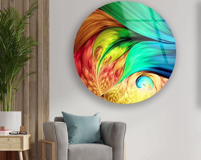 Mega Size Glass Print Wall Arts For Big Wall-Office Decor gift-Tempered Glass Printing Wall Art-Abstract Colorful Flower illustration Art