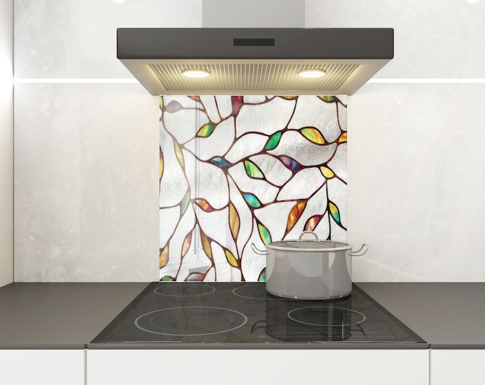 Kitchen Glass Splashback-Tempered Glass Backsplash Tile Kitchen Backsplash Tiles-Cooker Panel Waterproof-Modern Kitchen Wall Decor - oil