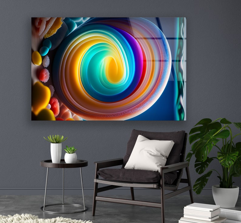 Abstract Circle Glass Wall Art – 4 mm Tempered Glass Panel in Various Sizes for Modern Home Décor image 8