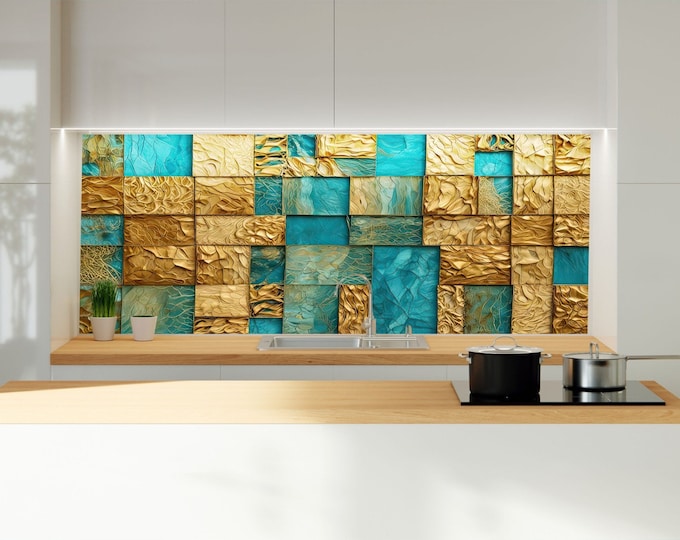Tempered Glass Backsplash Tile-Kitchen Backsplash Tiles-Stove Backsplash for Kitchen Splashback for Stove Back Cover-Abstract Backsplash