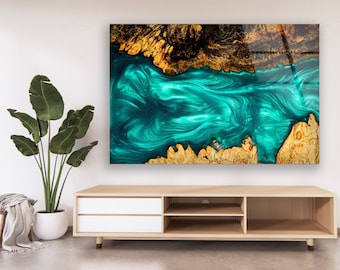 Glamorous Abstract Tempered Glass Wall Art: Mega Size Decor