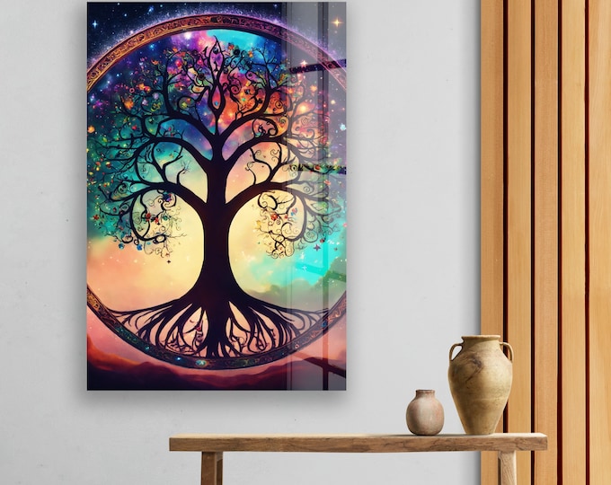 Tempered Glass Wall Art-Stained Wall Art -Life of Tree Wall Decor-Glass Printing -Large Wall Art-Wall Hangings-Stained Window Decor