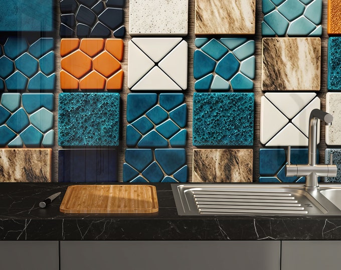 Kitchen Glass Splashback-Tempered Glass Beach Stones Backsplash Tile Kitchen Backsplash Tiles-Cooker Panel Waterproof-Bathroom Spa Decor-