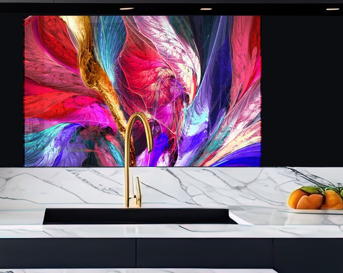 Backsplash Tile- Color Tempered Glass Wall Protection-Kitchen Backsplash-Splashback Kitchen Decoration-Bathroom Backsplash Stained Wall Art