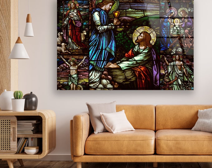 Tempered Glass Wall Art-Framed Wall Art-Extra Large Wall Art for Living Room Decor-Glass Printing-Jesus Christ Wall Art Jesus of Nazareth