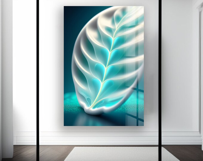Tempered Glass Framed Wall Art--Leaf Wall Decor-Wall Hanging-Large Wall Art-Glass Printing-Glass Wall Art-Colorful Leaves Wall Art