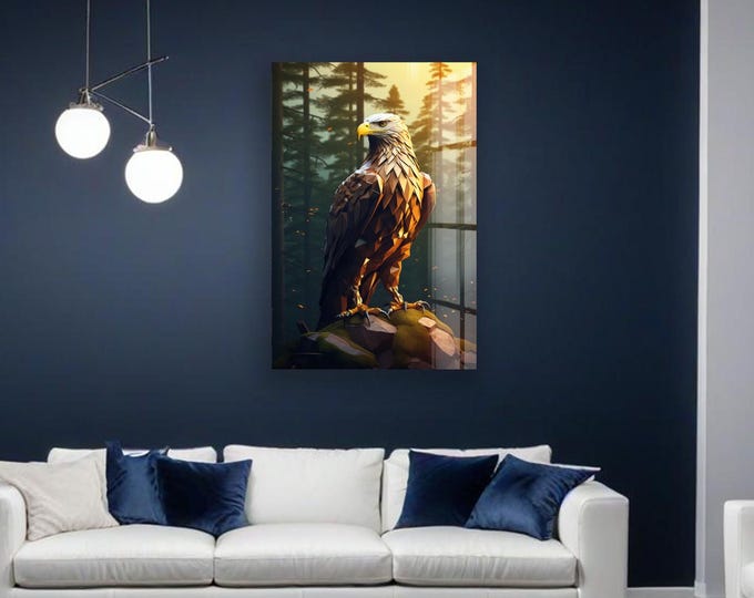 Eagle Wall Art , Bird Of Prey Wall Art , Tempered Glass Wall Art , Large Home Decor , Office decor , Living Room Decor