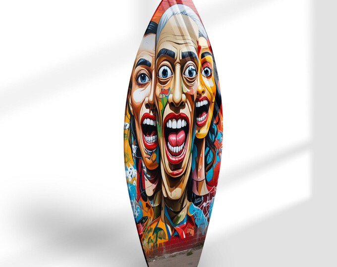 Glass Printing Wall Art-Large Wall Decor Living Room-UV Painted Glass Wall Art- Art- Popart Glass Printing-PopArt Surfboard-