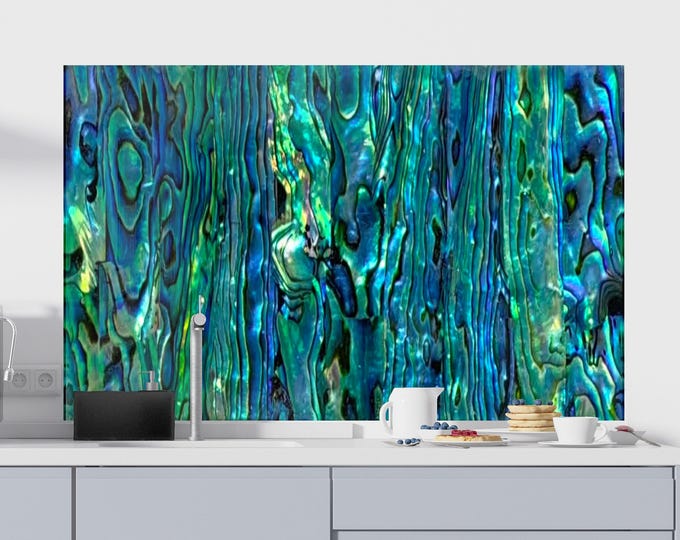 Abstract Backsplash Tile-Solid Tempered Glass Wall Protection-Kitchen Backsplash-Alcohol ink Splashback Kitchen Decor-Bathroom Backsplash