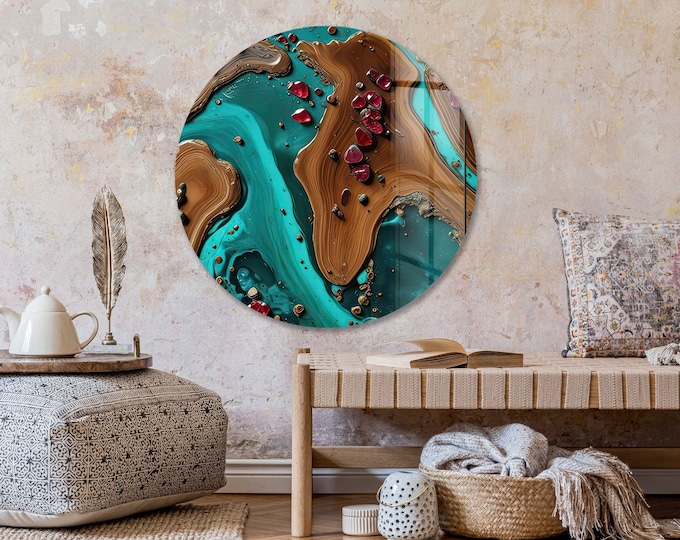 Tempered Glass Wall Art-Resin Epoxy Wall Art-Wall Decor-Glass Printing Art-Blue Epoxy Wooden Wall Art-Wall Hangings-Tempered Glass Art