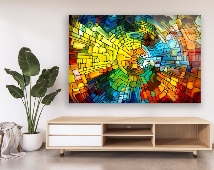 Glass Wall Art -Oversized office Wall Decor-Abstract Art-Fractal And Cool Wall Hanging- Extra Large Wall Art -