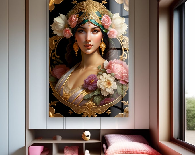 Tempered Glass Framed Wall Art--Wall Decor-Wall Hanging-Large Wall Art-Glass Printing-Glass Wall Art-Cool Fantasy Girl Wall Art