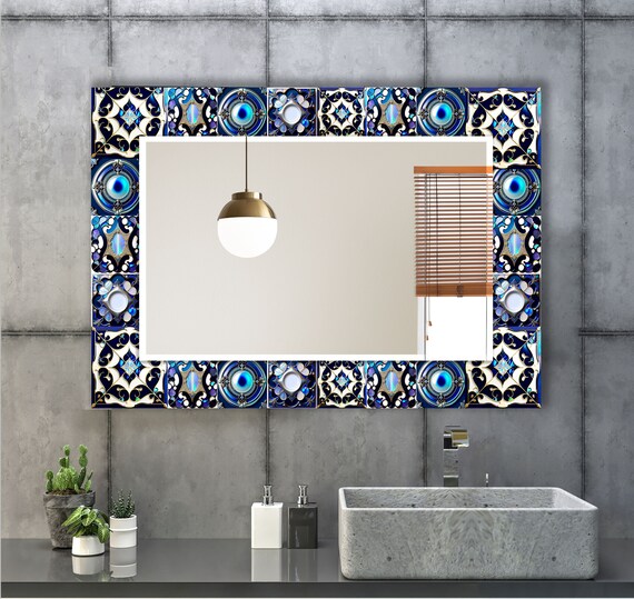 Specchio da Parete Rotondo in Mosaico e Vetro