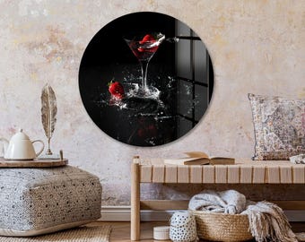 Cocktail Tempered Glass Wall Art: Modern Drink Decor