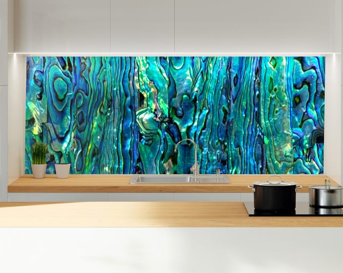 Abstract Backsplash Tile-Solid Tempered Glass Wall Protection-Kitchen Backsplash-Alcohol ink Splashback Kitchen Decor-Bathroom Backsplash