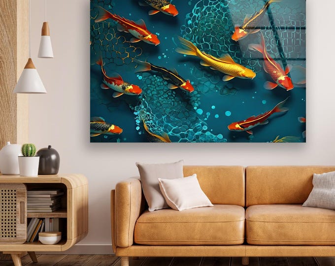 Tempered Glass Art-Glass Printing Art-Tempered Glass Wall Art-Glass Wall Decor-Aquarium wall art-Aquarium decor-Deep sea Fish wall art
