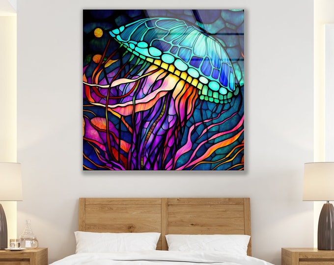 Glass Printing Wall Art-Large Wall Decor Living Room-UV Painted Glass Wall Art- Natural And Vivid Wall -Modern Colorful Leaf Art