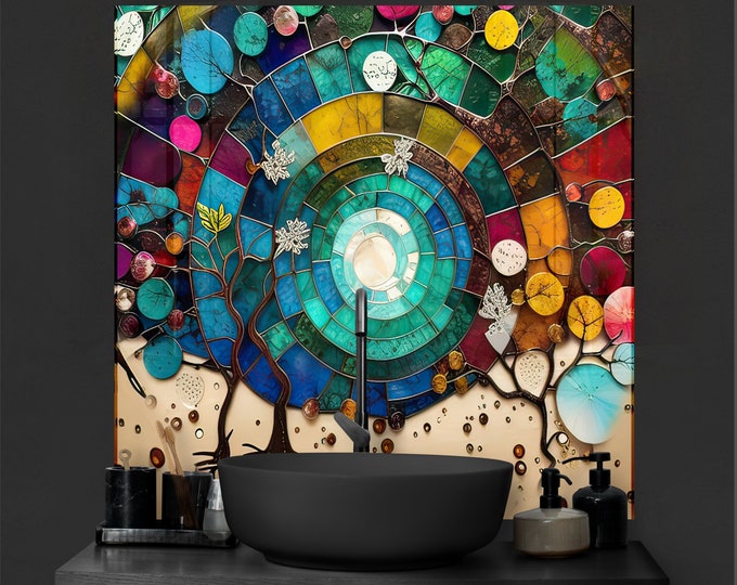 Tempered Glass Backsplash Tile-Kitchen Backsplash Tiles-Stove Backsplash for Kitchen Splashback for Stove Back Cover-Bathroom Backsplash