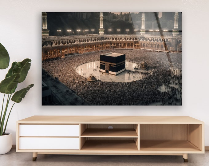 Tempered Glass Wall Art-Wall Decor--Glass Printing-Large Wall Art-Wall Hangings-Mecca Kaaba Wall Art-Islamic Wall Art-Islamic Art